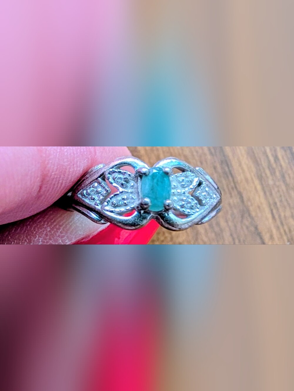 Sterling Silver Teal Gemstone Ring - Elegant Teal Accent